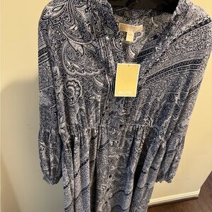 Michael Kors Blue and White Paisley Dress